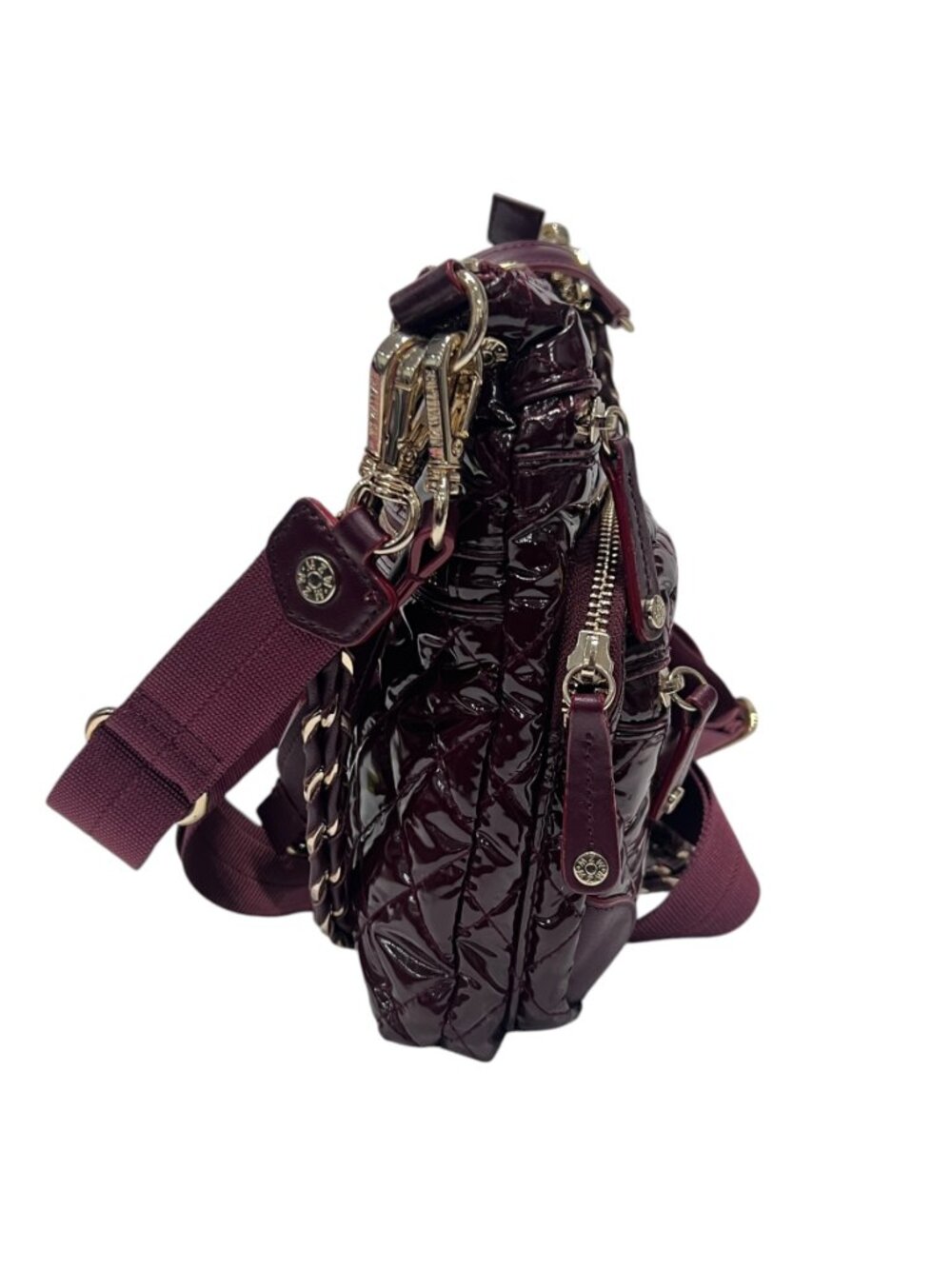 $335 MZ WALLACE Burgundy Red Downtown Crosby Patent Crossbody Shoulder Bag - Picture 4 of 10